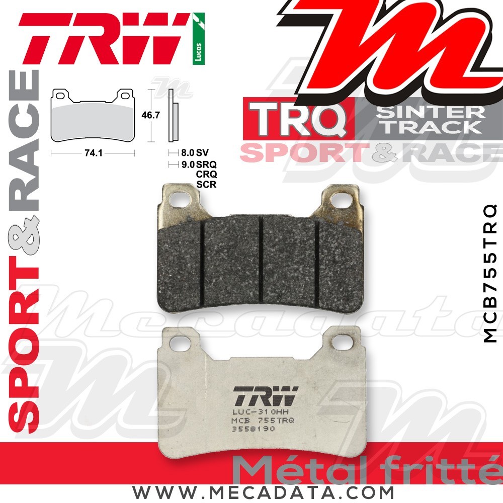 Plaquettes de frein Avant ~ Honda CBR 1000 RR Fireblade SC59 2008-2011 ~ TRW Lucas MCB 755 TRQ 