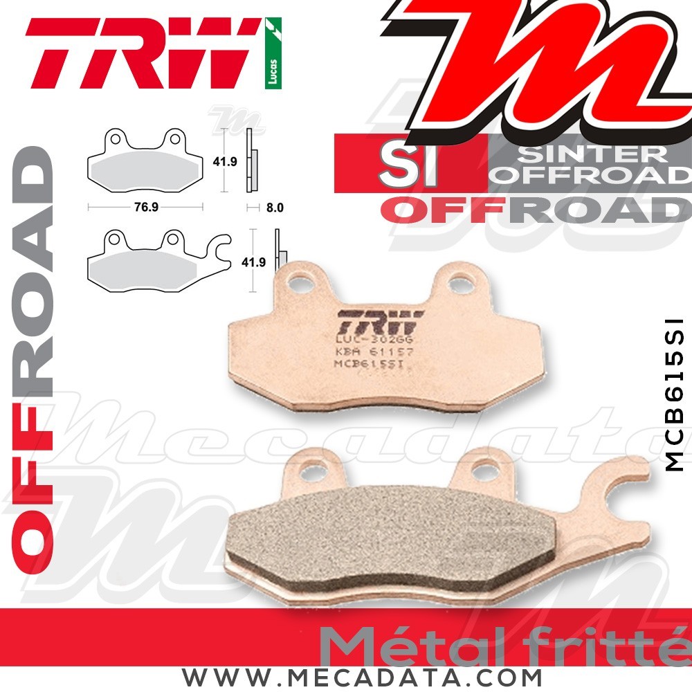 Plaquettes de frein Avant Droite ~ Kawasaki KVF 750 Brute Force KVF750 2005+ ~ TRW Lucas MCB 615 SI 