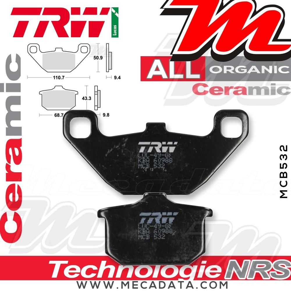 Plaquettes de frein Avant ~ Kawasaki GPZ 1100 ZXT10A 1983-1985 ~ TRW Lucas MCB 532 
