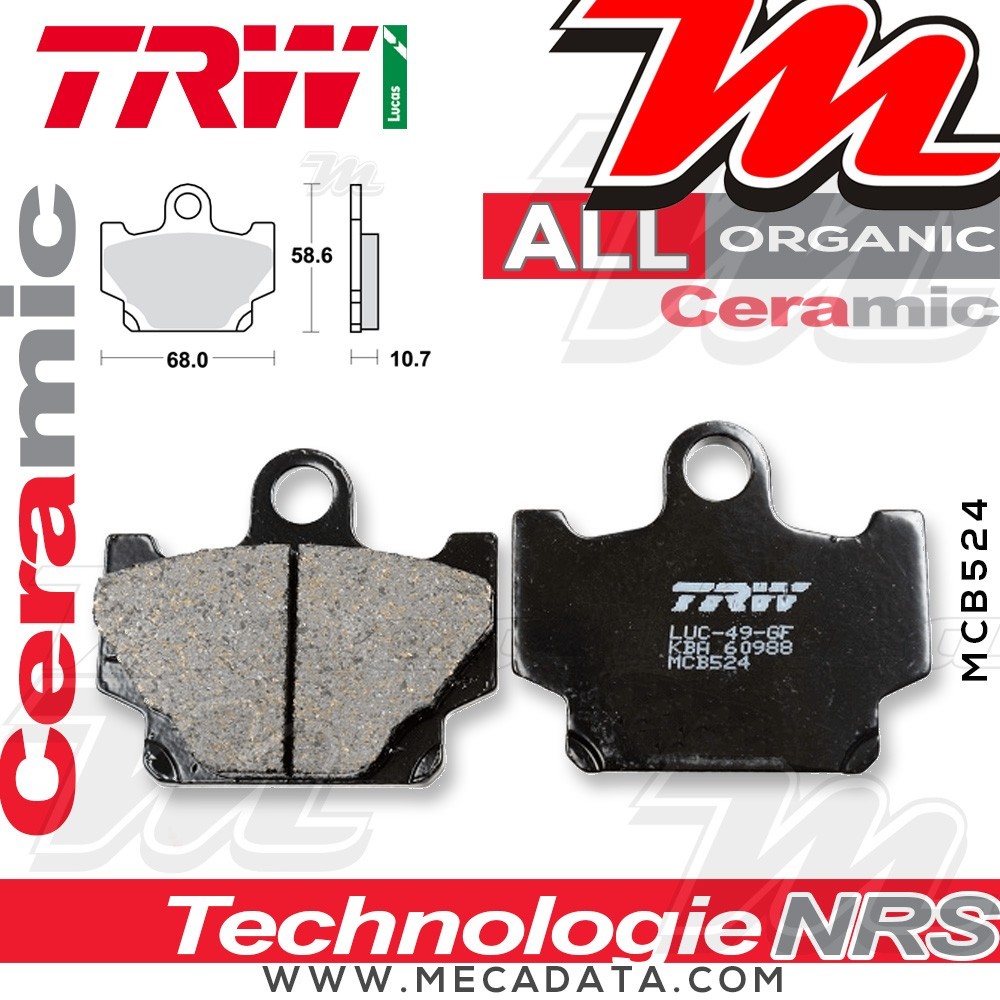 Plaquettes de frein Avant ~ Yamaha SR 125 SE 10F 1992-1996 ~ TRW Lucas MCB 524 