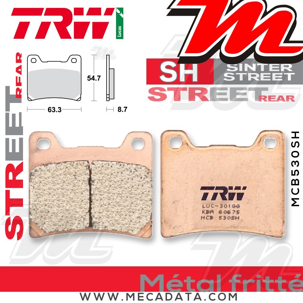 Plaquettes de frein Arrière ~ Yamaha TDM 850 4TX 1996-2001 ~ TRW Lucas MCB 530 SH 