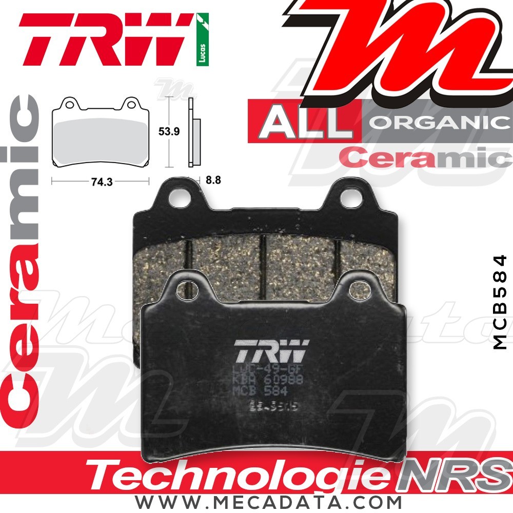 Plaquettes de frein Avant ~ Yamaha FJ 1200 A ABS 3YA 1991-1995 ~ TRW Lucas MCB 584 