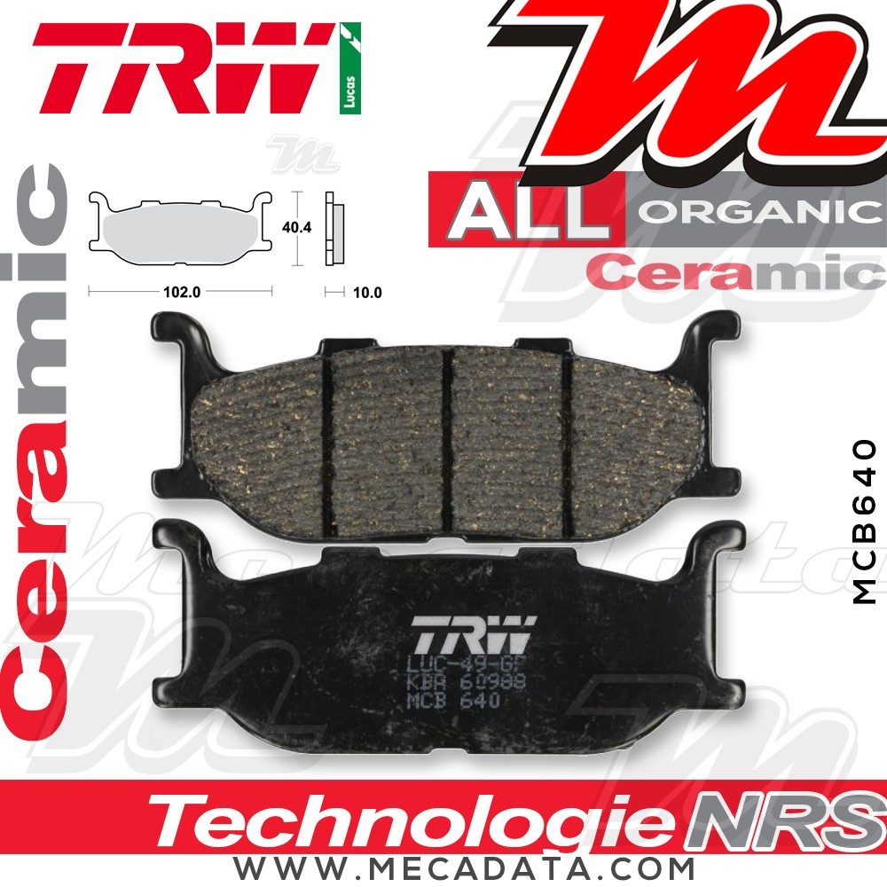 Plaquettes de frein Avant ~ Yamaha XV 1600 A Wild Star VP08 1999-2004 ~ TRW Lucas MCB 640 