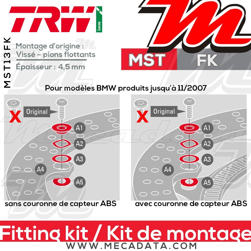 Disque de frein Avant TRW Lucas MST 238 ALL