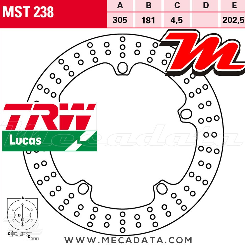 Disque de frein ~ TRW Lucas MST 238 ALL 