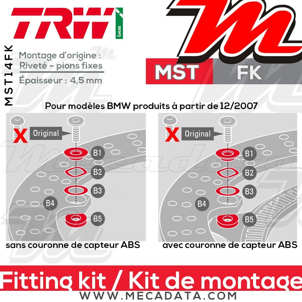 Disque de frein Avant TRW Lucas MST 238 ALL