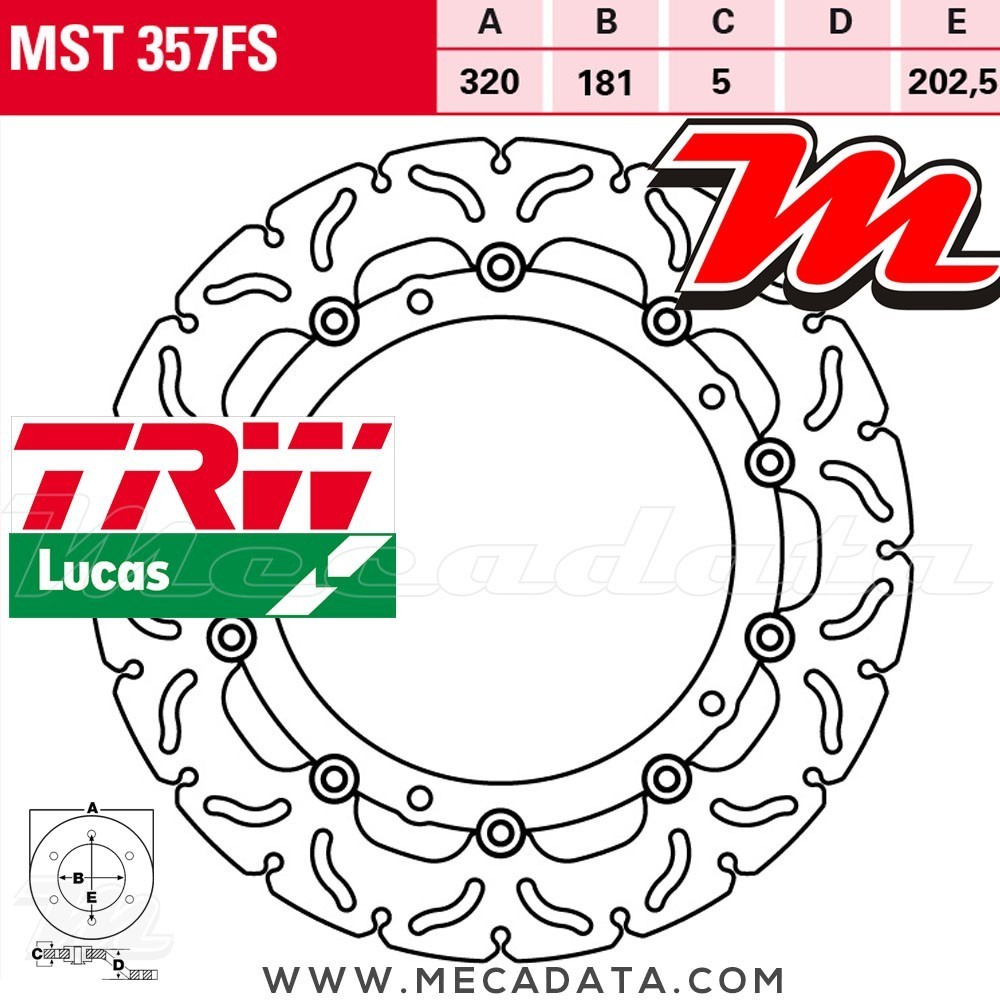 Disque de frein Avant ~ TRW Lucas MST 357 FS 