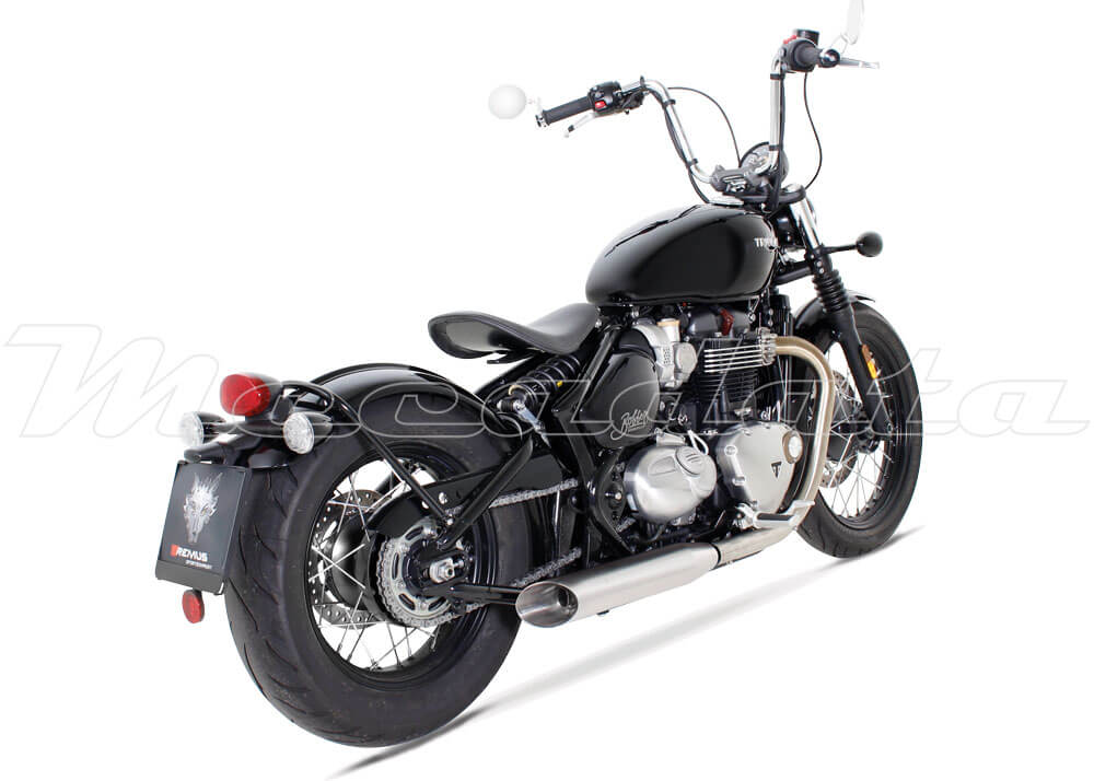 Triumph Bonneville Bobber Echappement Remus Custom Slash Cut Inox mat Ensemble Arrière