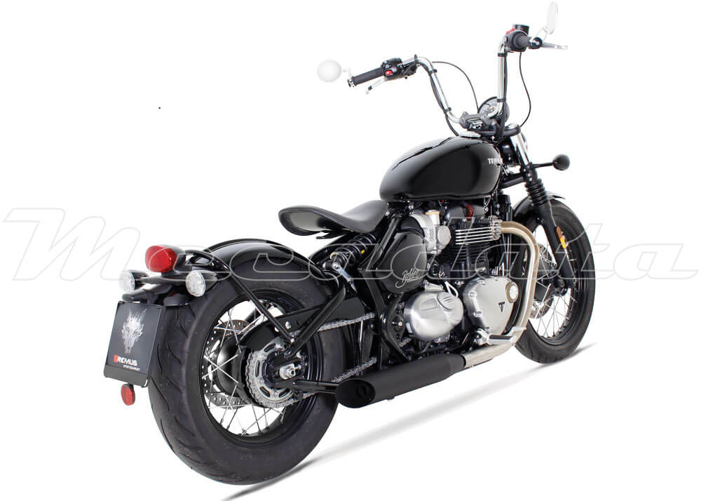 Triumph Bonneville Bobber LT Echappement Remus Custom Slash Cut Inox noir Ensemble