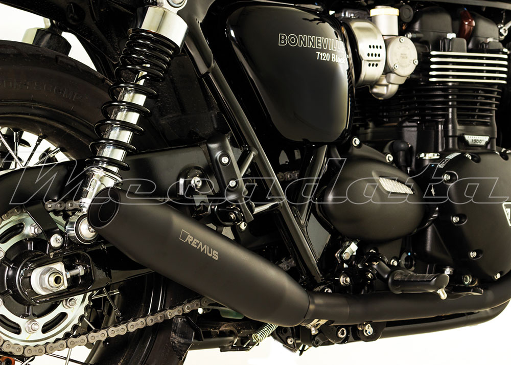 Triumph Bonneville T120 Black Echappement Remus Custom Tapered Inox noir Ensemble