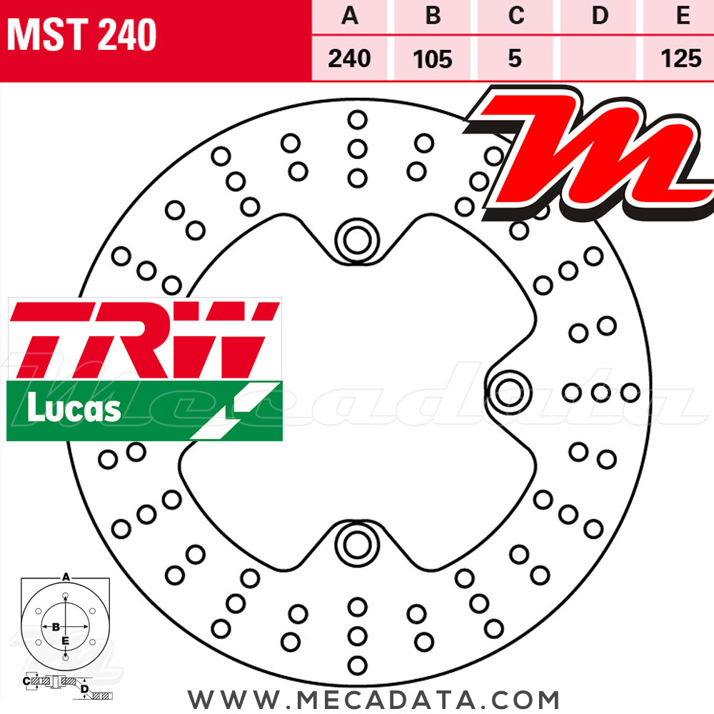Disque de frein Arrière TRW Lucas MST 240 Honda CB 750 Seven Fifty 1994 RC42