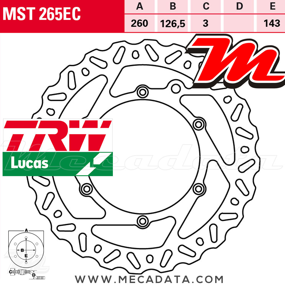TRW Lucas MST265EC Front Rigid Brake Disc – Offroad, For Husaberg Husqvarna KTM