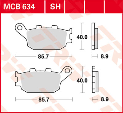 Plaquettes de frein Arrière TRW MCB 672 EC KTM LC4 660 SMC Supermoto 4T-SC 03-04